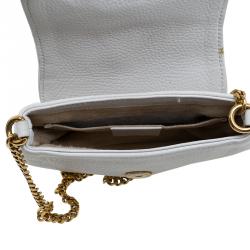 Pre Owned حقيبة كروس غوتشي سلسلة 1973 صغيرة جلد أبيض