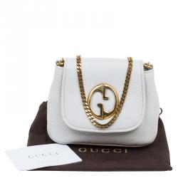 Pre Owned حقيبة كروس غوتشي سلسلة 1973 صغيرة جلد أبيض