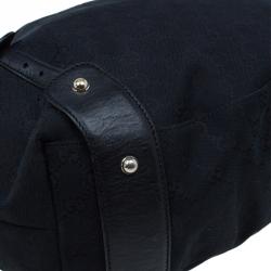 Pre Owned Gucci Black GG Canvas Medium Horsebit Pelham Shoulder Bag