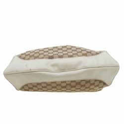 Pre Owned Gucci Beige/Off White GG Canvas Diana Bamboo Hobo