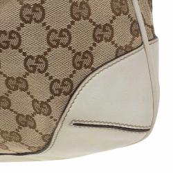 Pre Owned Gucci Beige/Off White GG Canvas Diana Bamboo Hobo