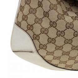 Pre Owned Gucci Beige/Off White GG Canvas Diana Bamboo Hobo