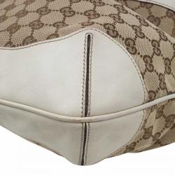 Pre Owned Gucci Beige/Off White GG Canvas Diana Bamboo Hobo