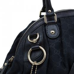 Pre Owned حقيبة غوتشي بوسطن سوكي متوسطة كانفاس GG أسود