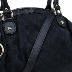 Pre Owned حقيبة غوتشي بوسطن سوكي متوسطة كانفاس GG أسود