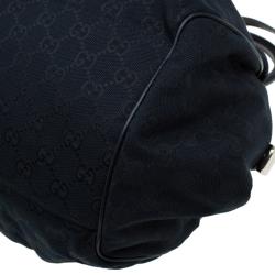 Pre Owned حقيبة غوتشي بوسطن سوكي متوسطة كانفاس GG أسود