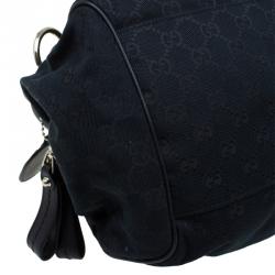 Pre Owned حقيبة غوتشي بوسطن سوكي متوسطة كانفاس GG أسود