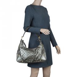 مملوكة مسبقًا حقيبة غوتشي جوكي متوسطة جلد غوتشيسيما رصاصي