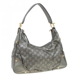 مملوكة مسبقًا حقيبة غوتشي جوكي متوسطة جلد غوتشيسيما رصاصي