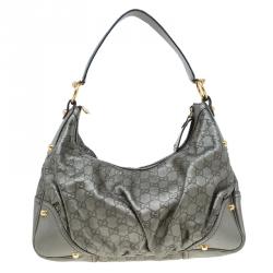 مملوكة مسبقًا حقيبة غوتشي جوكي متوسطة جلد غوتشيسيما رصاصي