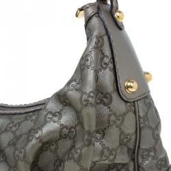 مملوكة مسبقًا حقيبة غوتشي جوكي متوسطة جلد غوتشيسيما رصاصي