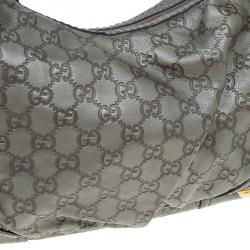 مملوكة مسبقًا حقيبة غوتشي جوكي متوسطة جلد غوتشيسيما رصاصي