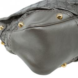 مملوكة مسبقًا حقيبة غوتشي جوكي متوسطة جلد غوتشيسيما رصاصي