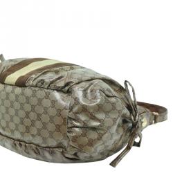 Gucci Beige/Ebony GG Crystal Coated Canvas Vintage Web Hobo