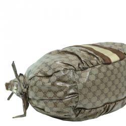 Gucci Beige/Ebony GG Crystal Coated Canvas Vintage Web Hobo