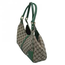 مملوكة مسبقًا حقيبة كتف غوتشي باردوت كانفاس GG أخضر/ بيج