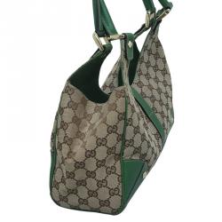 مملوكة مسبقًا حقيبة كتف غوتشي باردوت كانفاس GG أخضر/ بيج