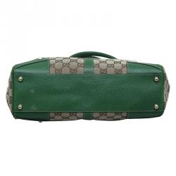 مملوكة مسبقًا حقيبة كتف غوتشي باردوت كانفاس GG أخضر/ بيج
