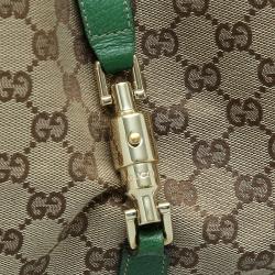 مملوكة مسبقًا حقيبة كتف غوتشي باردوت كانفاس GG أخضر/ بيج