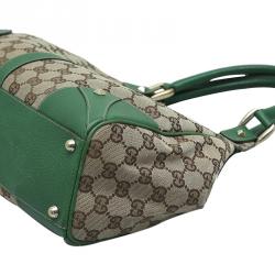 مملوكة مسبقًا حقيبة كتف غوتشي باردوت كانفاس GG أخضر/ بيج