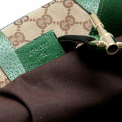 مملوكة مسبقًا حقيبة كتف غوتشي باردوت كانفاس GG أخضر/ بيج
