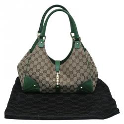 مملوكة مسبقًا حقيبة كتف غوتشي باردوت كانفاس GG أخضر/ بيج