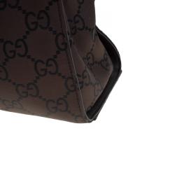 Pre Owned حقيبة غوتشي بامبو نايلون GG بني/ أسود