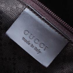 Pre Owned حقيبة غوتشي بامبو نايلون GG بني/ أسود