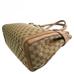 Pre Owned Gucci Beige/Brown GG Canvas Medium Running Tote