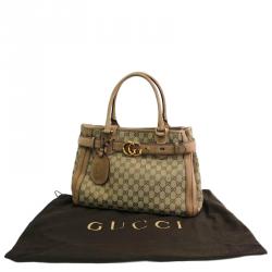 Pre Owned Gucci Beige/Brown GG Canvas Medium Running Tote
