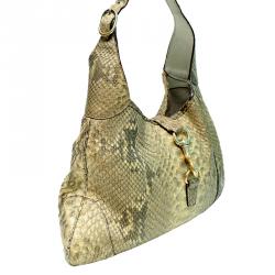 Pre Owned حقيبة هوبو غوتشي جاكي اوو بوفير جلد ثعبان بيج