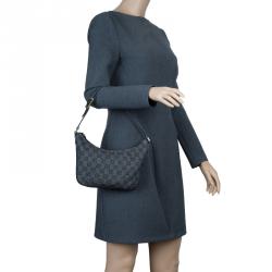 Pre Owned Gucci Black GG Denim Pochette Bag