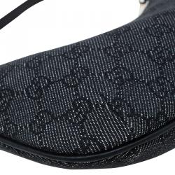 Pre Owned Gucci Black GG Denim Pochette Bag