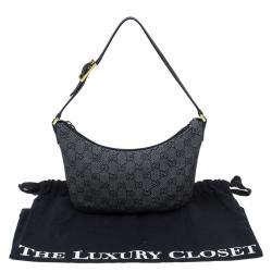 Pre Owned Gucci Black GG Denim Pochette Bag