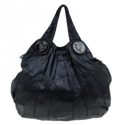 مملوكة مسبقًا Gucci Black Leather Large Hysteria Hobo