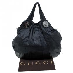 مملوكة مسبقًا Gucci Black Leather Large Hysteria Hobo