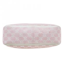 Pre Owned Gucci Pink/White GG Canvas Shoulder Bag