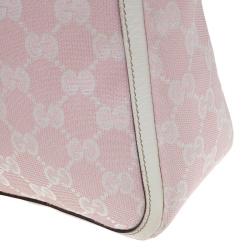 Pre Owned Gucci Pink/White GG Canvas Shoulder Bag