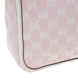 Pre Owned Gucci Pink/White GG Canvas Shoulder Bag