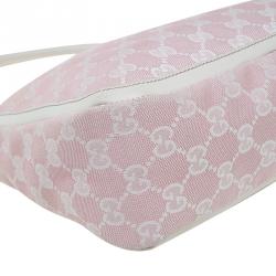 Pre Owned Gucci Pink/White GG Canvas Shoulder Bag