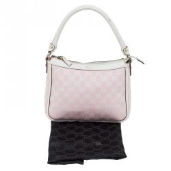 Pre Owned Gucci Pink/White GG Canvas Shoulder Bag