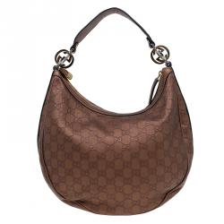 مملوكة مسبقًا حقيبة غوتشي متوسطة توينز GG جلد غوتشيسيما برونزي