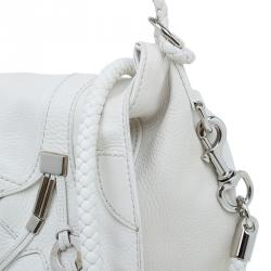 مملوكة مسبقًا Gucci White Leather Large Techno Horsebit Flap Shoulder Bag