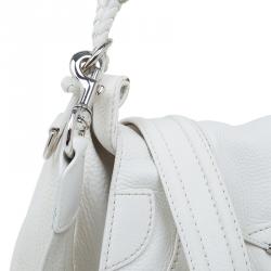 مملوكة مسبقًا Gucci White Leather Large Techno Horsebit Flap Shoulder Bag
