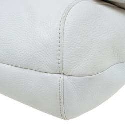 مملوكة مسبقًا Gucci White Leather Large Techno Horsebit Flap Shoulder Bag