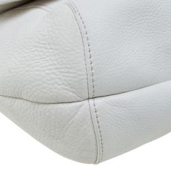 مملوكة مسبقًا Gucci White Leather Large Techno Horsebit Flap Shoulder Bag