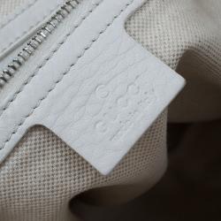 مملوكة مسبقًا Gucci White Leather Large Techno Horsebit Flap Shoulder Bag