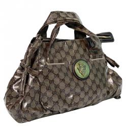 مملوكة مسبقًا Gucci Beige/Ebony GG Crystal Coated Canvas Small Hysteria Satchel