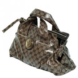 مملوكة مسبقًا Gucci Beige/Ebony GG Crystal Coated Canvas Small Hysteria Satchel