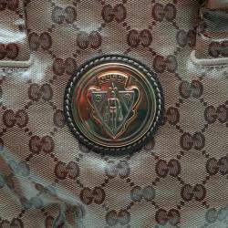 مملوكة مسبقًا Gucci Beige/Ebony GG Crystal Coated Canvas Small Hysteria Satchel